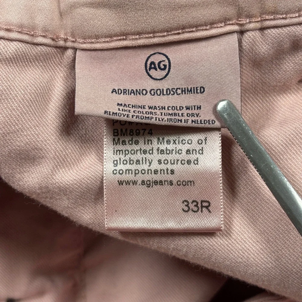 AG Adriano Goldschmied Wanderer Shorts Mens 33 Pink Slim Trouser Stretch Sateen